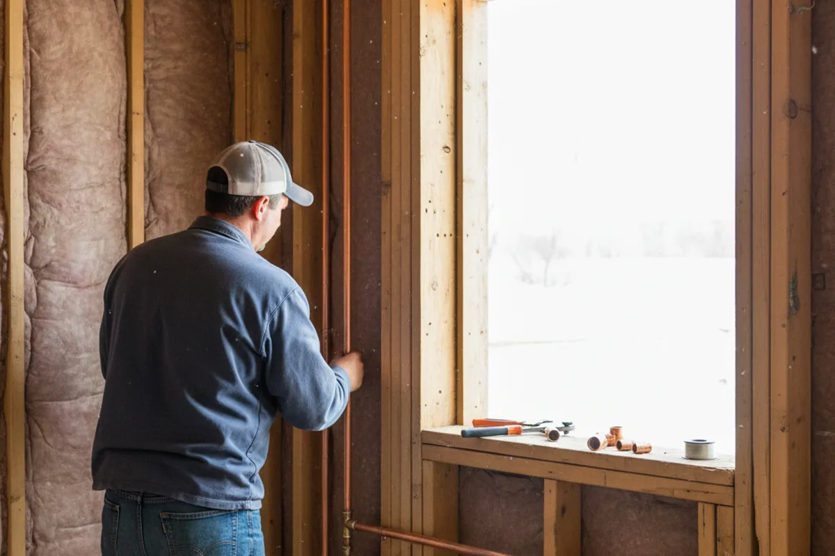 Licensed plumber running new copper supply lines in a North Plains home
