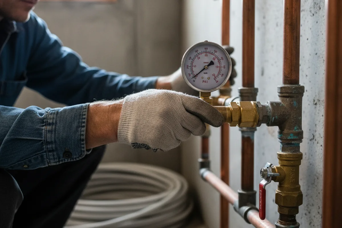Pressure testing a repaired line during Water Line Repair in North Plains